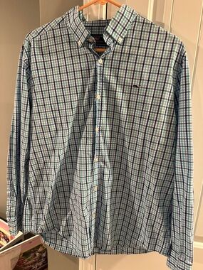Vineyard Vines Men's Blue Checked Button-Down Shirt Large